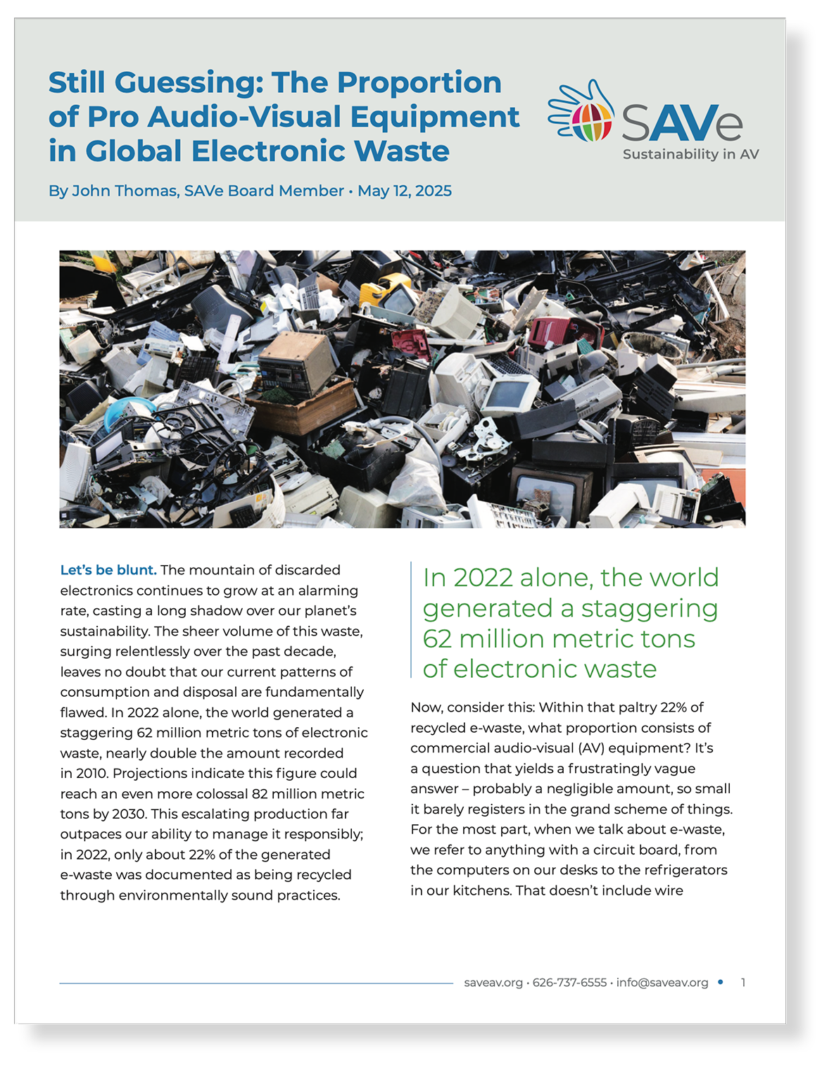 Still Guessing: The Proportion of Pro Audio-Visual Equipment in Global Electronic Waste
